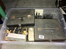 A large box of assorted drill bits etc