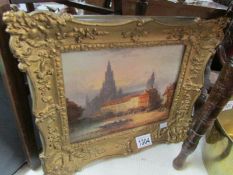 A 19th century oil on canvas 'City Cathedral' signed H.