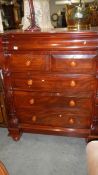 A Victorian mahogany 2 over 3 Scotch chest of drawers