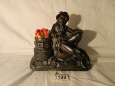 A spelter 'Cavalier' match/spill holder