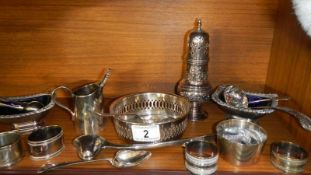 A mixed lot of silver plate including coaster,