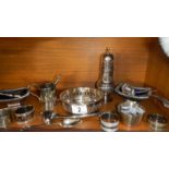A mixed lot of silver plate including coaster,