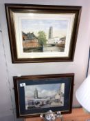 A pair of framed and glazed prints depicting Boston market