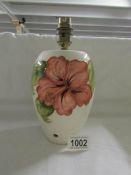 A Moorcroft table lamp base, unwired,