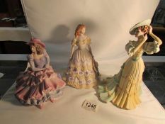 3 Coalport Age of Elegance figurines being Covent Garden,