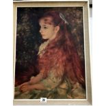 A framed print on board portrait of a young girl