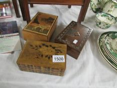 3 small wooden boxes