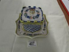 A hand painted Quimper butter dish (chip on underside of lid)