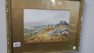 A framed and glazed watercolour 'Shepherd with dog' signed G Goodall,
