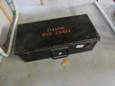 A metal first aid box