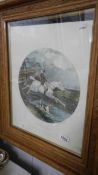 A framed and glazed engraving entitled 'A Flying Leap', painted by W.J.