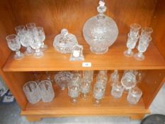 2 shelves of glass ware