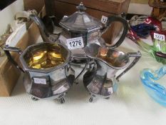 A 3 piece silver plate tea set