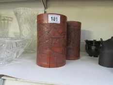 2 Chinese brush pots,