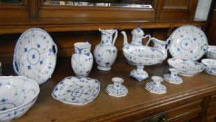19 pieces of Copenhagen blue and white table ware
