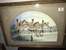 A framed and glazed print of a country house