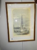 A framed and glazed engraving entitled 'The Monument,