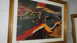 A signed and dated 1967 abstract print (woodcut/linocut) by D R Adamson,