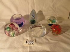 6 good quality glass paperweights