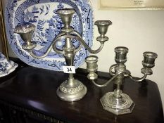 2 silver plate candelabra