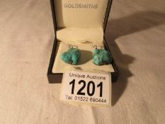 A pair of vintage turquoise pendant earrings