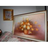 An oil painting of floral arrangement signed Susan Page and another signed A Williams
