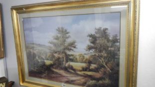 A framed and glazed watercolour rural scene
