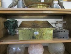 A brass slipper box,