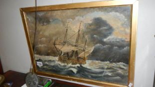 A 19th century oil on board painting signed C Lewington 1874,