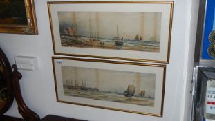 A pair of framed and glazed watercolours 'Early Grimsby Docks' by J Geldard-Walton,