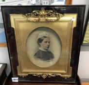 A Victorian gilt framed photo portrait in box glazed frame