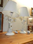 2 wrought metal table lamps with shades