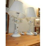 2 wrought metal table lamps with shades
