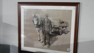 A framed and glaze print entitled 'The Slaughterman'