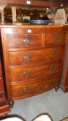 A Victorian 2 over 3 mahogany bow front chest of drawers
