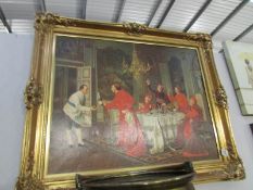 A gilt framed picture on canvas of Cardinals
