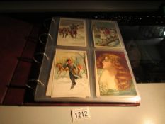 An album of approximately 160 assorted postcards including humorous, royalty, military, animal,