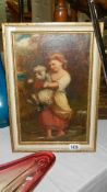 A 19th century oil on canvas 'girl with her dog'