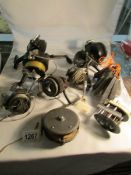 7 old fishing reels and a quantity of lead weights