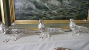 3 silver plated pheasants