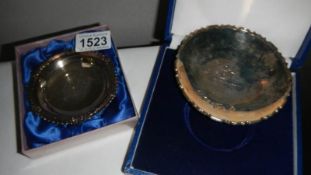 A silver 25th anniversary tray 1952-1977 (94 grams) and a Charles & Diana silver tray (37 grams)