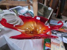 A large studio glass bowl