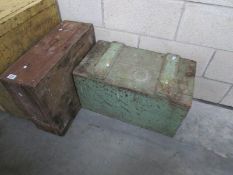 2 old wooden tool boxes