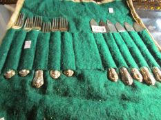 A set of 6 silver handled fish knives and forks,