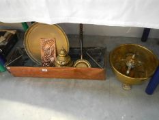 A mixed lot of brass and copper including planters