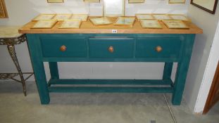 A pine 3 drawer dresser base