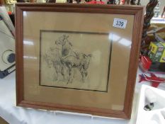 A framed and glazed horse study,