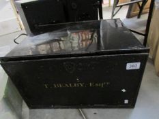 A metal trunk named T Bealby Esq.