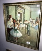 A framed and glazed print of a ballet class