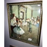 A framed and glazed print of a ballet class